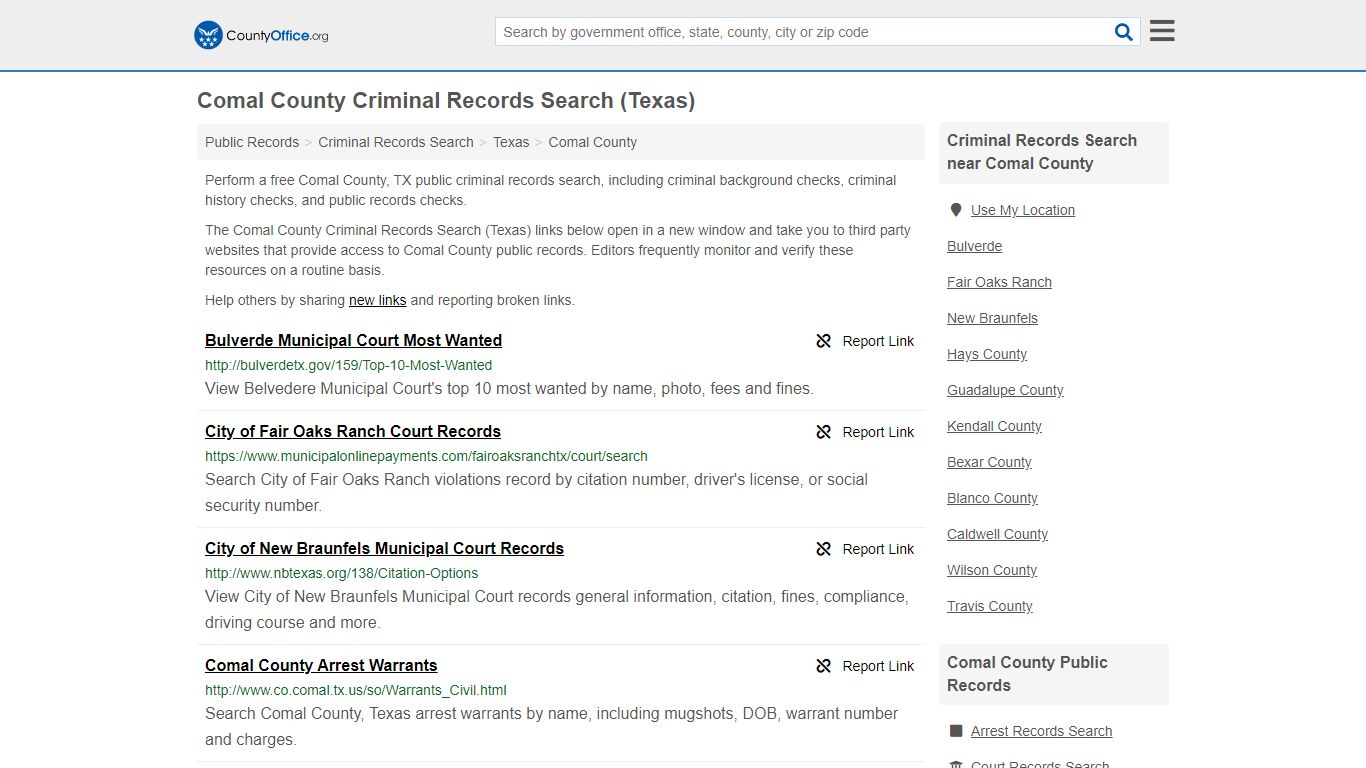 Criminal Records Search - Comal County, TX (Arrests, Jails ...